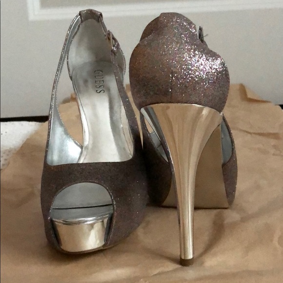 GUESS Silver with multi/glitter heels|Size 10M - Picture 2 of 8